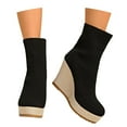 thumbnail image 3 of Wovix Womens Wedge Booties Elegant Ankle Boots Stacked Heeled Side Zipper Dress Shoes Trendy Streetwear Daily For Ladies Wedding Party Black 38, 3 of 7