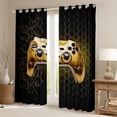 thumbnail image 2 of Homewish Gold Gamepad Gaming Curtains Pack of 2 (42x84 Each),Teen Video Game Curtains Blackout,Geometric Hockeycomb Hexagon Bedroom Curtains For Boys Girls,Super Cozy Bedroom Decoration, 2 of 6