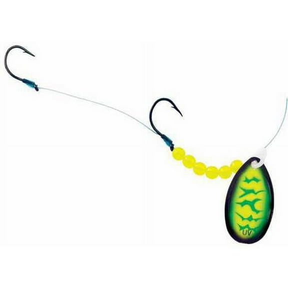 Yakima Bait Walleye Elite, Size 2, Tandem Hooks Lime Chartreuse Tiger