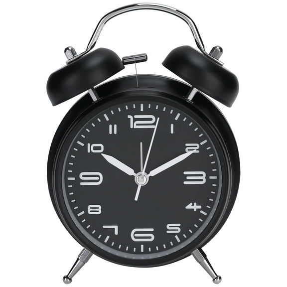 Unique Bargains Old Fashioned Loud Alarm Clock with Night Light Black