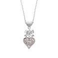 thumbnail image 2 of Delight Jewelry Silvertone Large Open Filigree Heart Silver tone Bow Heart Necklace, 2 of 4