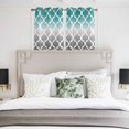 thumbnail image 4 of Teal White Grey Ombre Morocco Pattern Kitchen Curtains Short 45 Inch Length, Modern Moroccan Geometric Grommet Bedroom Living Room Curtains, Light Filtering Cafe Curtain Drapes 2 Panels Set 84''x45'', 4 of 9