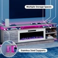 thumbnail image 4 of Waleaf 70" Fireplace TV Stand with Glowing Acrylic Pillars, 36" Electric Fireplace for TVs Up to 80", High Gloss Entertainment Center with 20-Color LED Lights, Gray, 4 of 7