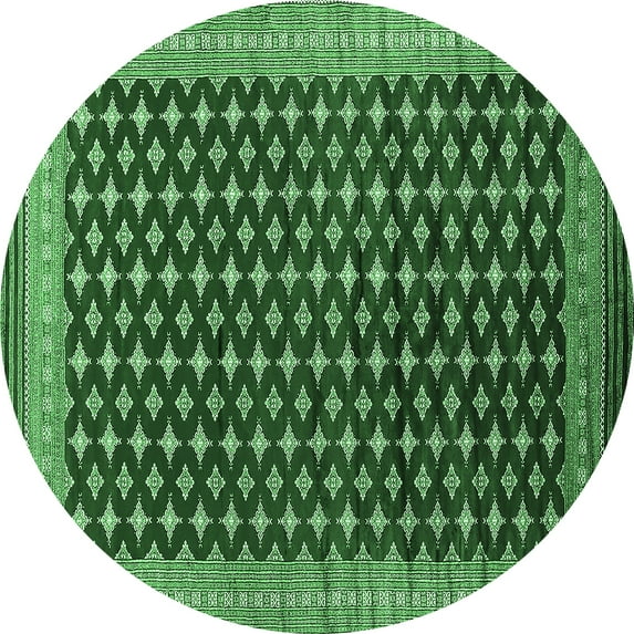 Ahgly Company Indoor Round Oriental Emerald Green Industrial Area Rugs, 3' Round