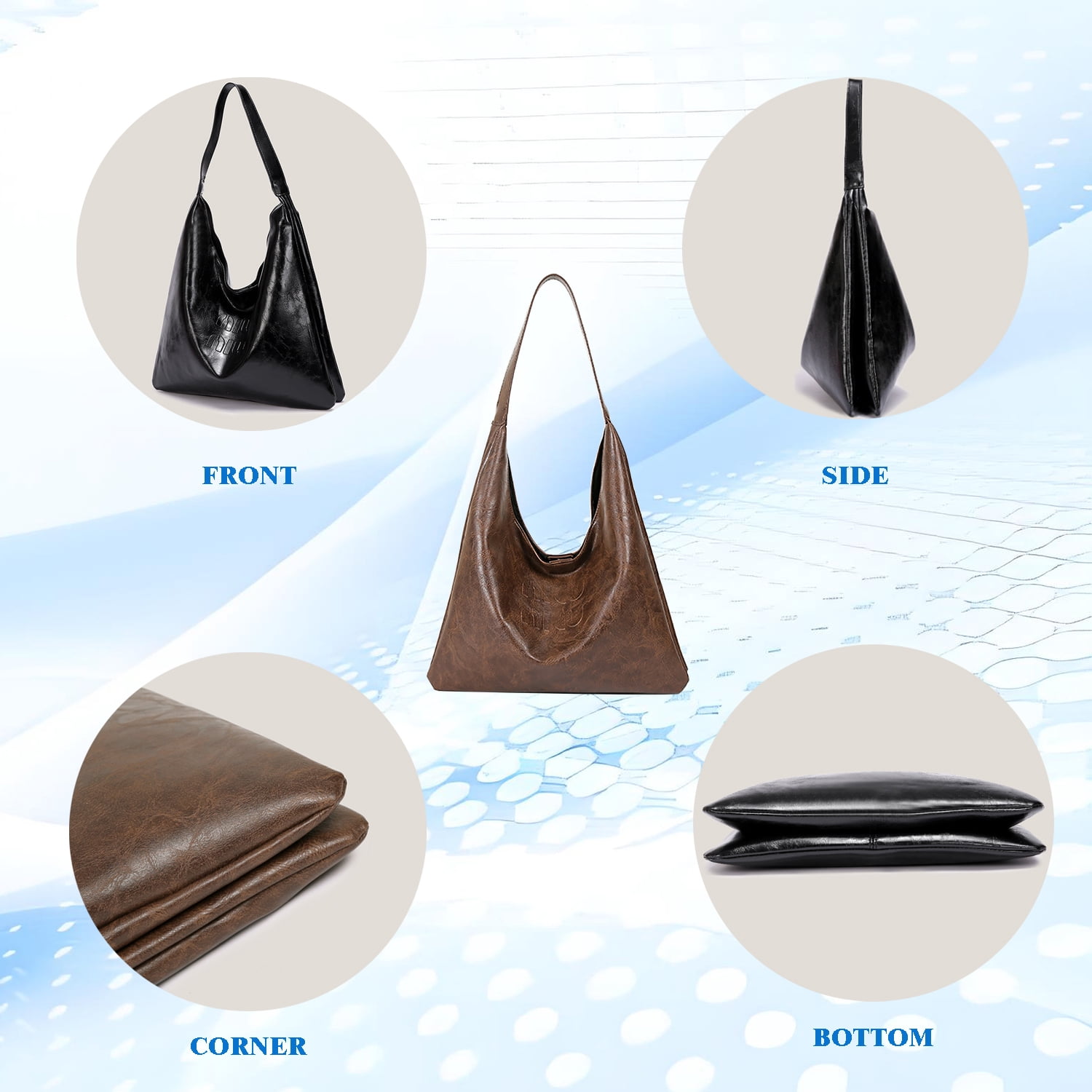 Hxusin Tote Bags And Slouh Bag,Leahter Shoulder Bag for Women,Leather Hobo Bags,Womens Slouch Bag Purses