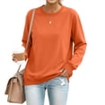 thumbnail image 2 of Women's Crew Neck Sweatshirt Loose Pullover Long Sleeve Shirts Soft Tops for Women Fall Clothes Orange 3XL, 2 of 7