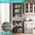thumbnail image 4 of Kselythan Tall Bathroom Storage Cabinet,Tall Bathroom Cabinet,Farmhouse Bookcase,Freestanding Floor Cabinet With Adjustable Shelves,2 Doors And 1 Drawer For Living Room Entryway Kitchen, 4 of 7