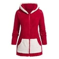 thumbnail image 2 of Rosegal Plus Size Christmas Colorblock Hooded Fuzzy Faux Fur Coat, 2 of 4