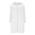 thumbnail image 5 of Women Long Zip Up Hooded Tunic Jacket, Oversized Double Fleece Long Sleeve Pocketed Hoodie for Fall Winter Casual Daily (White/XL), 5 of 5