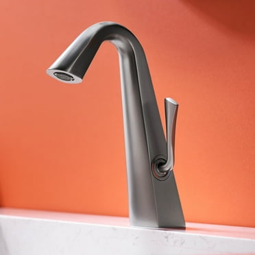 MEJE #11031FQ Bathroom Sink Faucet, Brass Single Handle Faucet, Single Hole Washroom Vanity Basin, Matte Grey