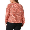 thumbnail image 3 of Agnes Orinda Plus Size Top for Women Polka Dot V Neck Long Sleeve 2024 Casual Work Business Blouse Shirts 2X Orange, 3 of 6