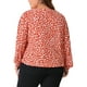 thumbnail image 3 of Blusa de trabajo casual para mujeres GRACE & GRANDEUR de talla grande, con cuello en V, mangas largas y estampado de lunares, 2024, 3X, naranja, 3 of 6