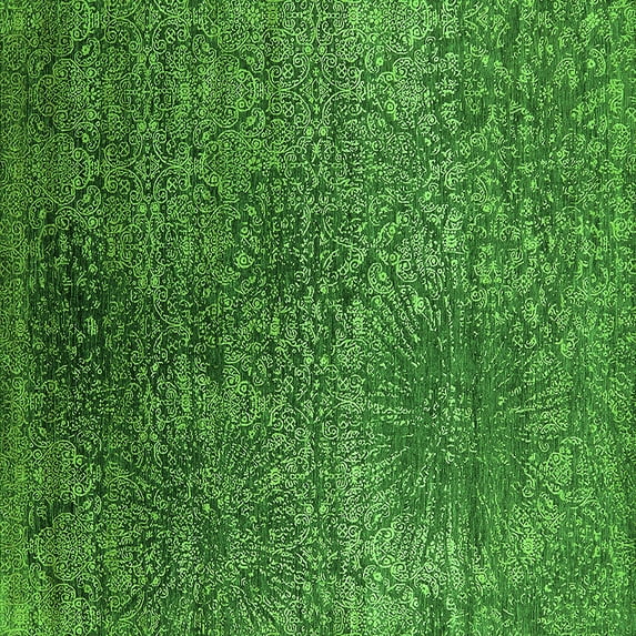 Ahgly Company Indoor Square Oriental Green Industrial Area Rugs, 6' Square