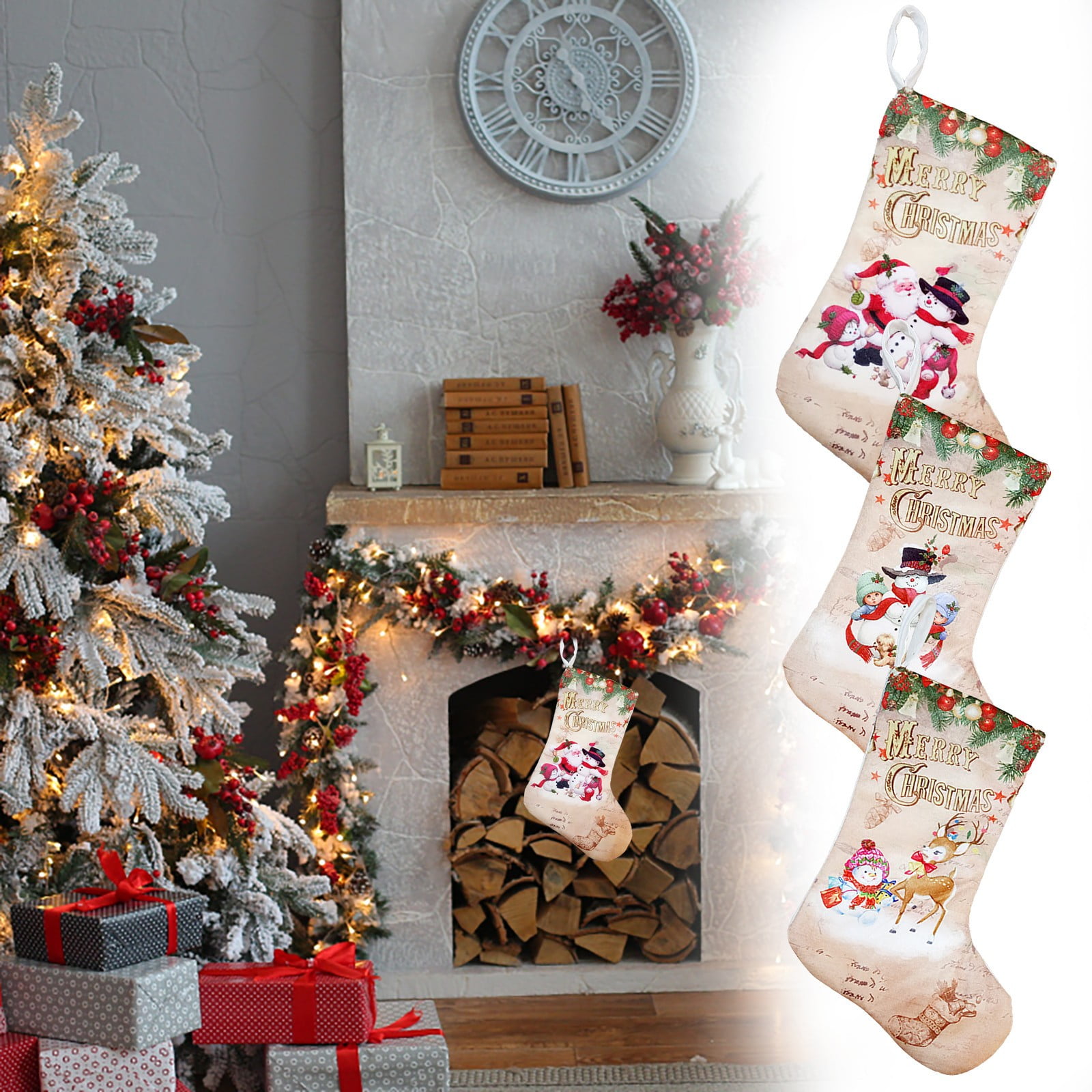 Unicorn Embroidered Xmas Stocking Luxury Sack  Home Christmas Tree Ornament 