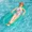 Green, variant on Transparent Jelly Color Inflatable Pool Lounger, Pack Pink & Teal Water Float with Headrest for Adults