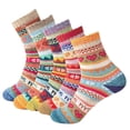 thumbnail image 2 of Fewfanhot 5 Pairs Thickened Socks 100% Cotton Crew Socks Warm Soft Casual Mid Calf Socks for Winter Daily Home Office, 2 of 4