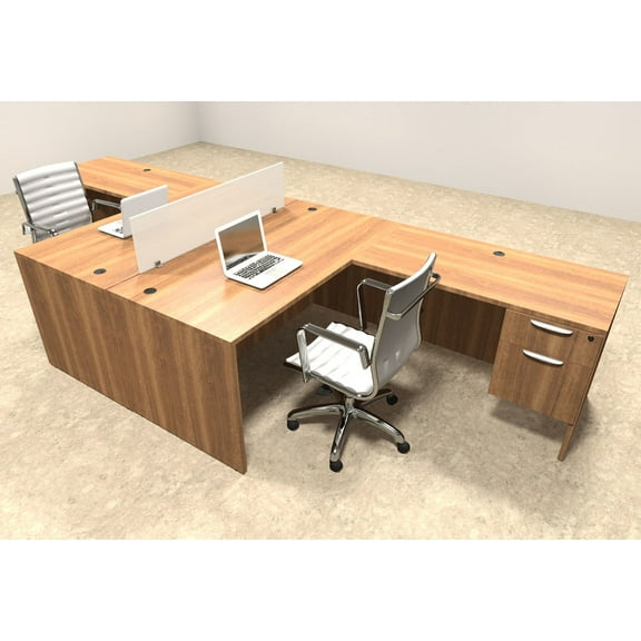 Two Person L Shaped Divider Office Workstation Desk Set, #OT-SUL-FP37