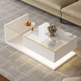 thumbnail image 2 of 39.4 inch Long Coffee Table, High-Gloss White. Side Tables, Coffee Tables with Glass and LED Effect, 2 of 54