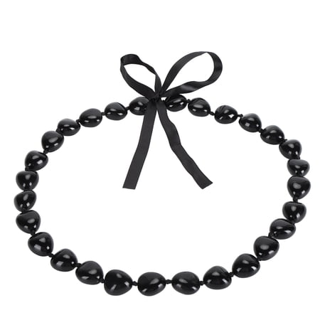 NFTIGB Resin Nut Necklace Good Luck Symbol Kukui Nut Lei Necklace with Ribbon Bow for Graduation Gift Black 29.9 inches / 76 cm