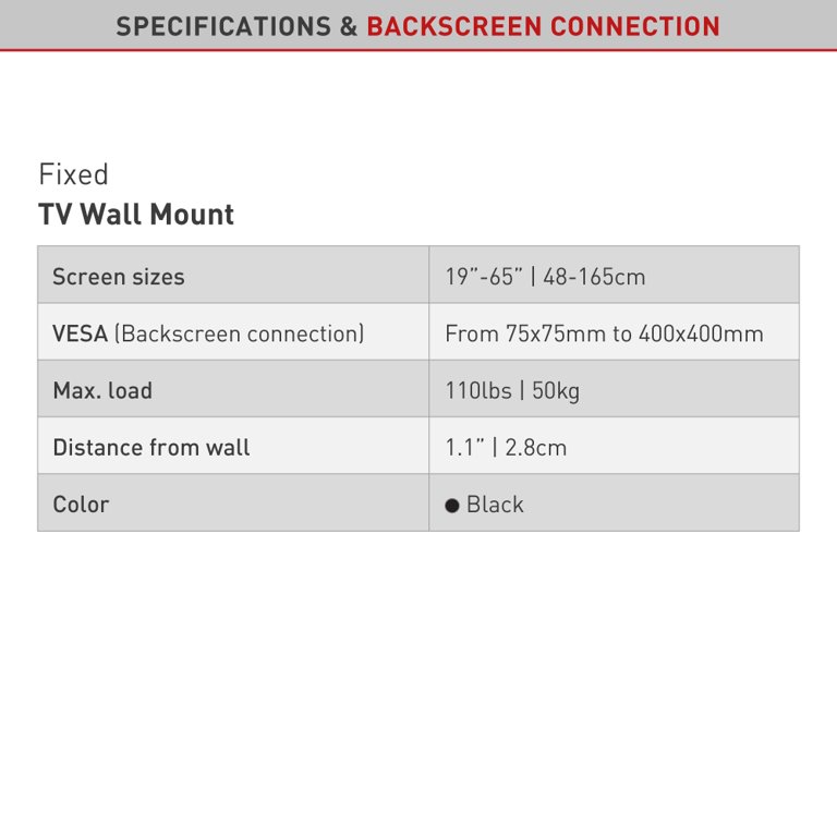 FULLMOTION TV Wall Bracket, Premium, VESA 400x400, 165cm (65), black