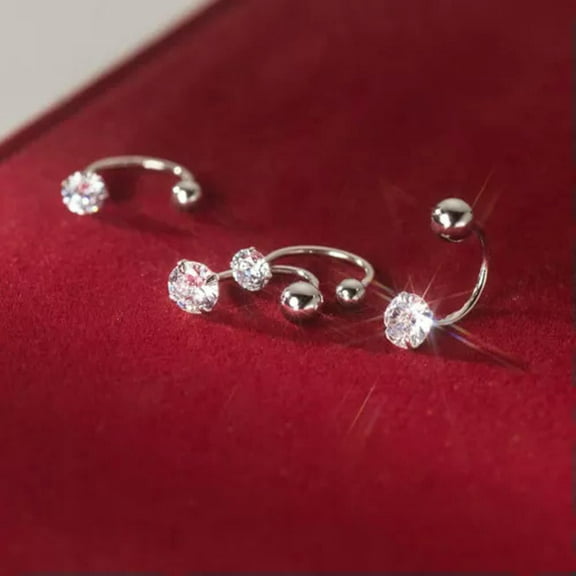 EOEMY 925 Sterling Silver Ear Jacket Stud Earrings With Clear Cz Crystals-4 mm