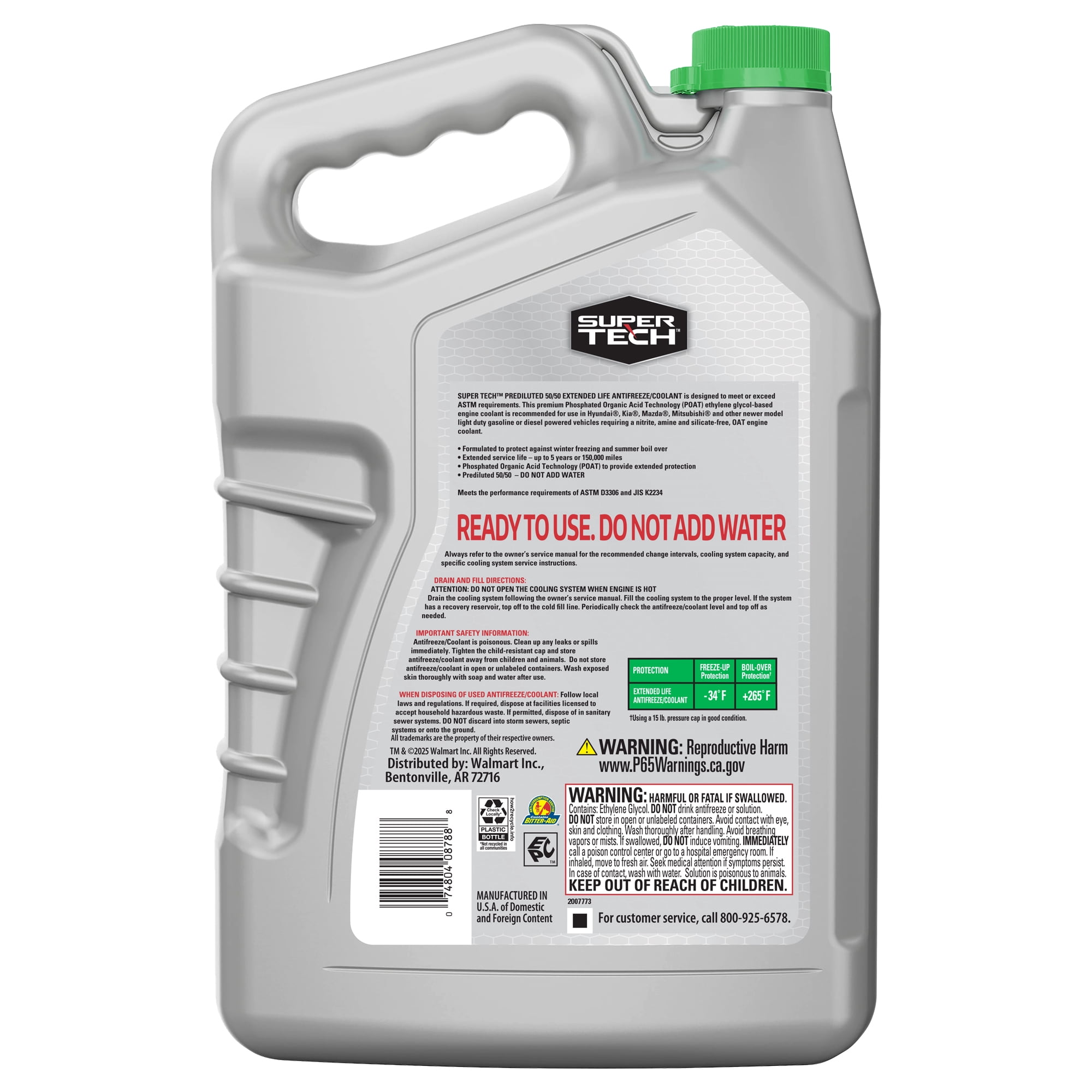 Super Tech OE Green Antifreeze Prediluted 50/50 Antifreeze & Coolant, 1 gal