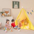 thumbnail image 2 of Kids Play Tent with Solid Wood Frame Holiday Birthday Gift  Toy for Boys  Girls-Yellow, 2 of 5