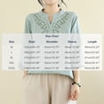 thumbnail image 3 of Neewe Womens Embroidery 3/4 Sleeve Tops Cotton Linen Shirts V Neck Lace Casual Loose Fit Blouses Boho Fashion, 3 of 8