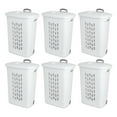 thumbnail image 1 of Sterilite White Laundry Hamper w/ Lift-Top, Wheels, & Pull Handle, 6 Pack, 1 of 7