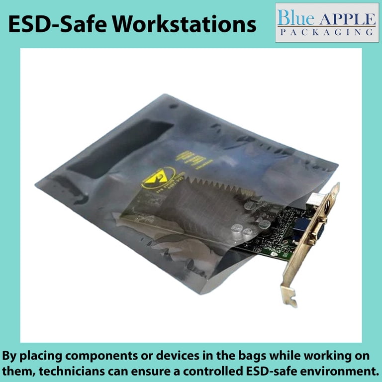 100 Pack 6x8 Inch ESD Anti-Static Shielding Bags - 3.1 Mil Thick, Open Top 6 thumbnail image