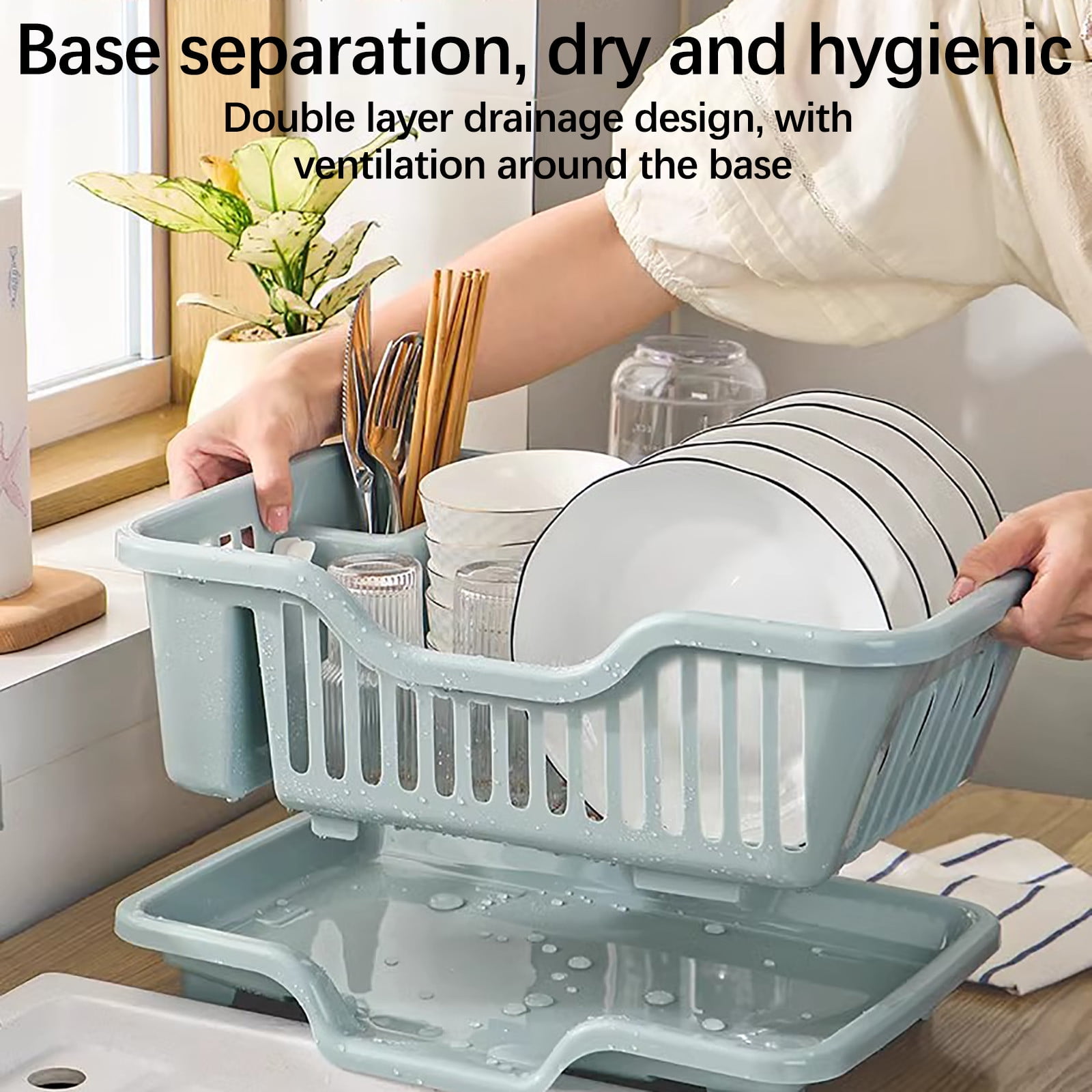 AYktou Dish Drying Rack,Dish Racks for Kitchen Counter,Mini Dish Rack with Drainboard,Dish Drainer & Tray Kitchen Sink Organizer for Small Spaces,Apartments,Boats,and More