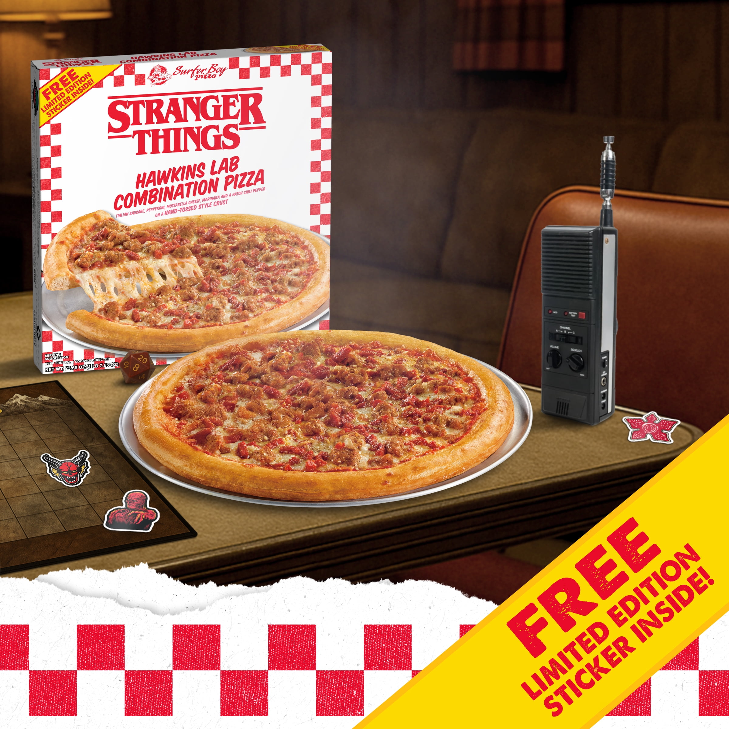 Netflix Stranger Things Hand-Tossed Crust Hawkins Lab Spicy Combo Pizza, Rich Tomato Sauce With Hatch Chili Spice, 23.65 oz (Frozen)