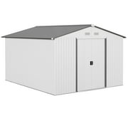 Outsunny 11ft x 9ft Outdoor Metal Storage Shed with 2 Doors, Silver