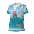 thumbnail image 3 of Wukai Lighthouse Sea Port Casual V-Neck Graphic Tees for Women: Lightweight and Breathable Summer Tops with Stylish Design-Medium, 3 of 8
