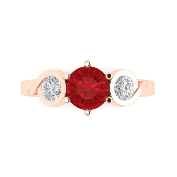Clara Pucci 14K Rose Gold 1.72ct Tourmaline Three-Stone Ring for Women