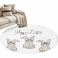 thumbnail image 2 of Happy Easter Rabbits Round Area Rug 4ft, Spring Bunny Flowers Love Watercolor Washable Non-Slip Circle Rugs for Bedroom Living Room Kitchen, Soft Non Shedding Circle Carpet for Dining Room Dorm, 2 of 9