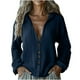 thumbnail image 3 of Tops para mujer,Blusa tipo túnica holgada con cuello en V para mujer, manga larga con botones delanteros, mezcla de algodón y lino, ropa informal, sopatenor, 3 of 8