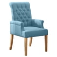 thumbnail image 3 of Fabric Upholstered Dining Chair with Arms, Tufted High Back Accent Coffee Armchair for Kitchen Dining Room Living Room, Blue, 3 of 9