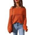 thumbnail image 1 of 2022 mujeres suéter de invierno de hombro manga larga casual suéter suelto para trabajo en casa compras citas, 1 of 6