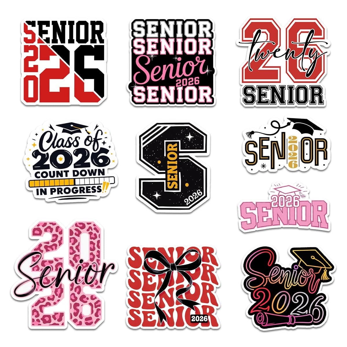 3-Pack Senior 2026 Stickers - Class Of 2026 Vinyl Decals For Laptop, Water Bottle, Car, 3x3 Inches