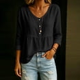 thumbnail image 7 of Ruimatai Womens Peplum Tunic Blouses V Neck Button Front Roll Up Long Sleeve Loose Casual Pullover Tops, 7 of 7