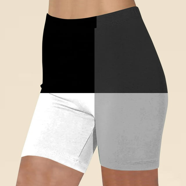 Puntoco Pantalones cortos de salón para mujer, mallas de yoga estampadas a la moda para mujer, pantalones deportivos sólidos para correr, gimnasio y fitness para mujer, pantalones activos de tres