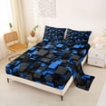 thumbnail image 2 of Homewish Navy Futuristic Cubes Queen Sheets,Contemporary Artwork Queen Sheet Sets,4-Piece,1 Flat Sheet, 1 Fitted Sheet and 2 Pillowcases, 2 of 6