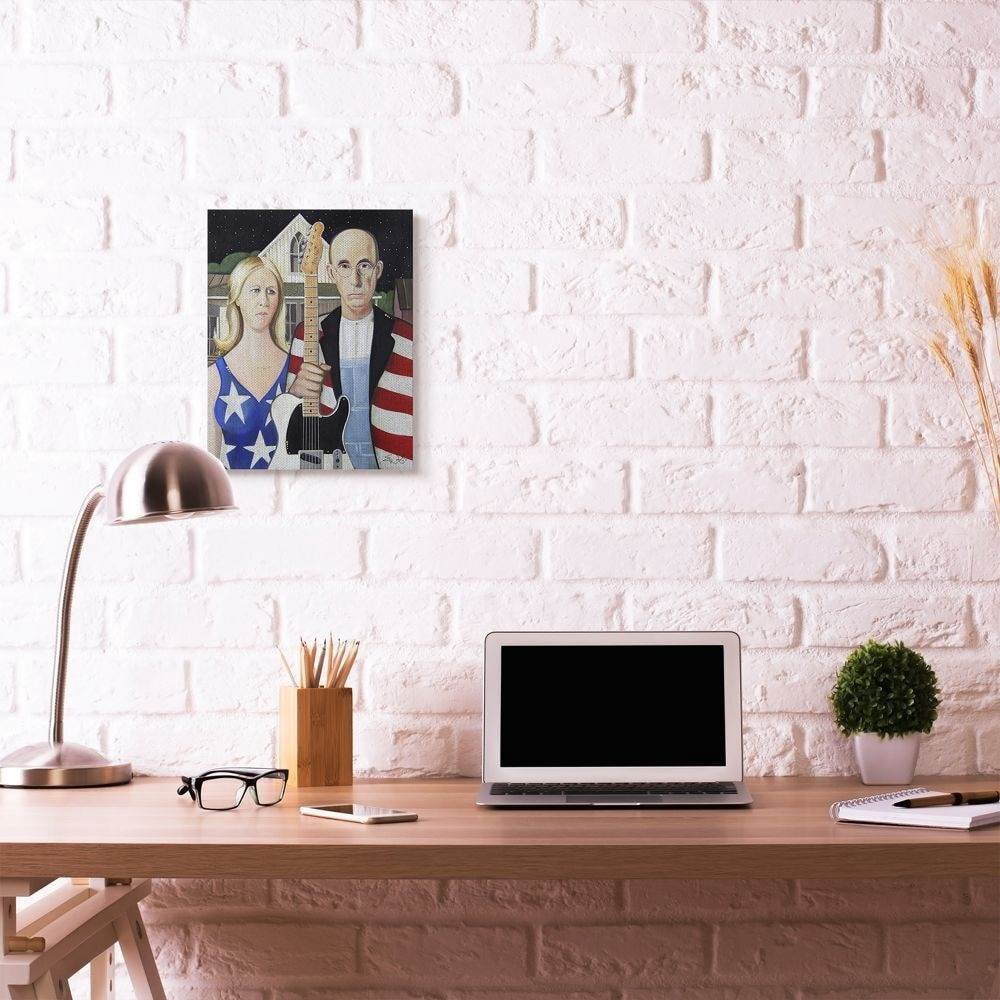 Stupell Industries American Gothic Rock Stars Classical Parody Modern Painting Canvas Wall Art by Eric Waugh