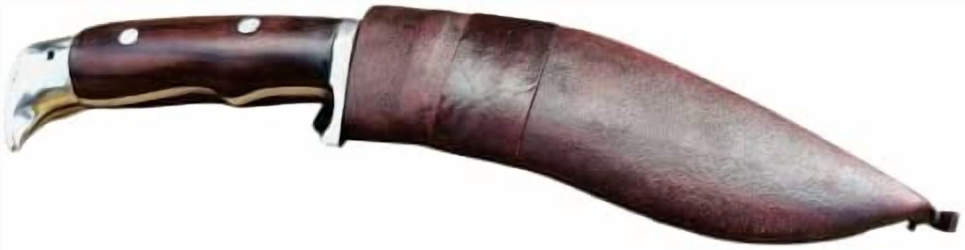 Gurkha Kukri Knife American Eagle Overall 10 IN Blocker On Handle 5 IN Fixed Blade Khukuri, Leather Sheath - Handmade In Nepal