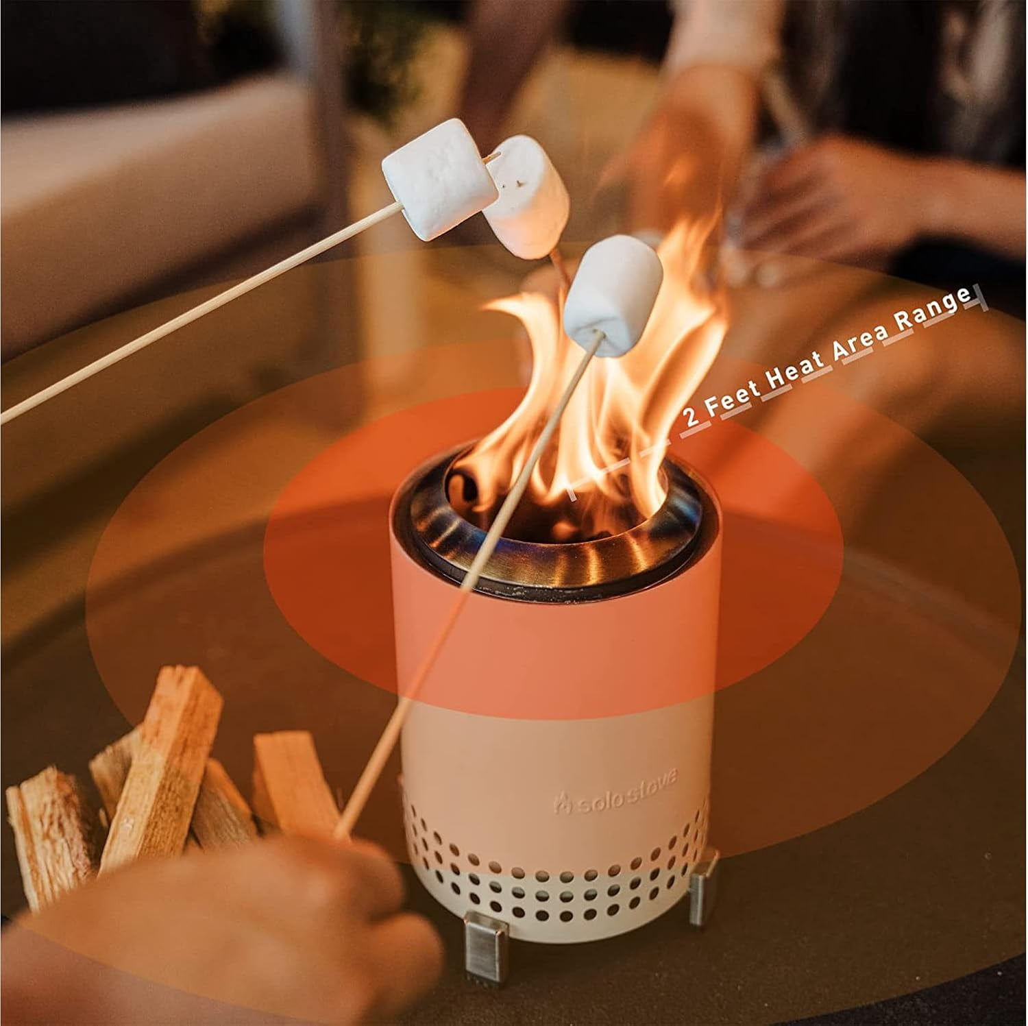 Solo Stove Mesa, 5.1 Inch Tabletop Fire Pit with Stand - Smokeless, Stainless Steel Fire Pit for Camping, Outdoor & Patio- Wood Burning or Pellet Fueled Portable Bonfire, 1.4lbs, Bronze