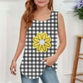 thumbnail image 6 of Girls Summer Floral Tank Tops Curved Hem Sleeveless Square Neck T-Shirts Plaid Graphic Tees Loose Fit Shirt Black， 7-8 Years, 6 of 6