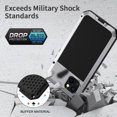 thumbnail image 3 of Phone 14 Pro Max Metal Case, Heavy Duty Shockproof, Rugged with Built-in Screen Protector, Full Body DustProof - Silver, 3 of 14