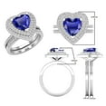 thumbnail image 3 of Dazzlingrock Collection 8mm Heart Tanzanite & Round White Diamond Double Halo Engagement Ring Set for Women (0.65 ctw, Color I-J, Color I2-I3) in 925 Sterling Silver, Size 7, 3 of 5