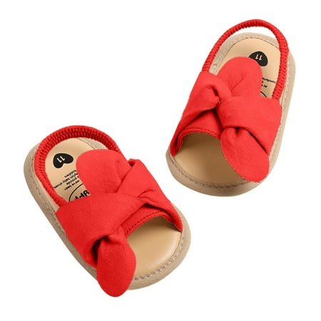 

Meresysid Toddler Newborn Kids Infant Summer Soft Bottom Casual Sandals Bowknot Embroidery Cute Princess Shoes Red